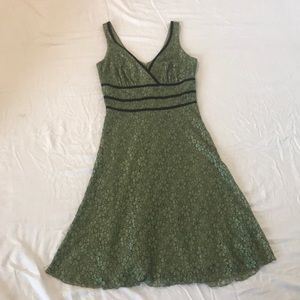 Green knee length dress